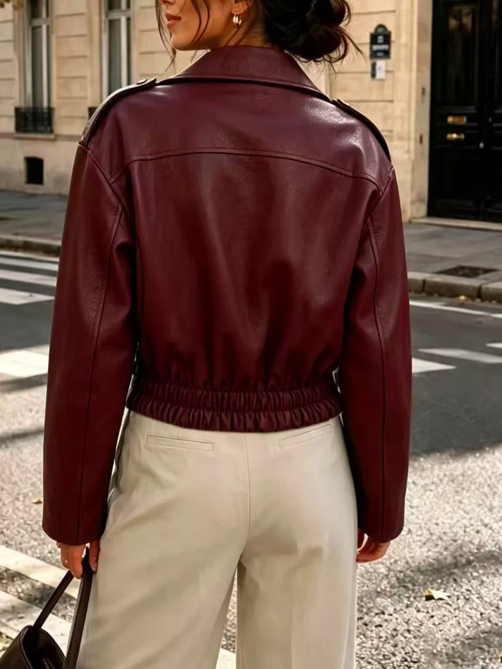 Faux Leather Zip Up Jacket, image 8