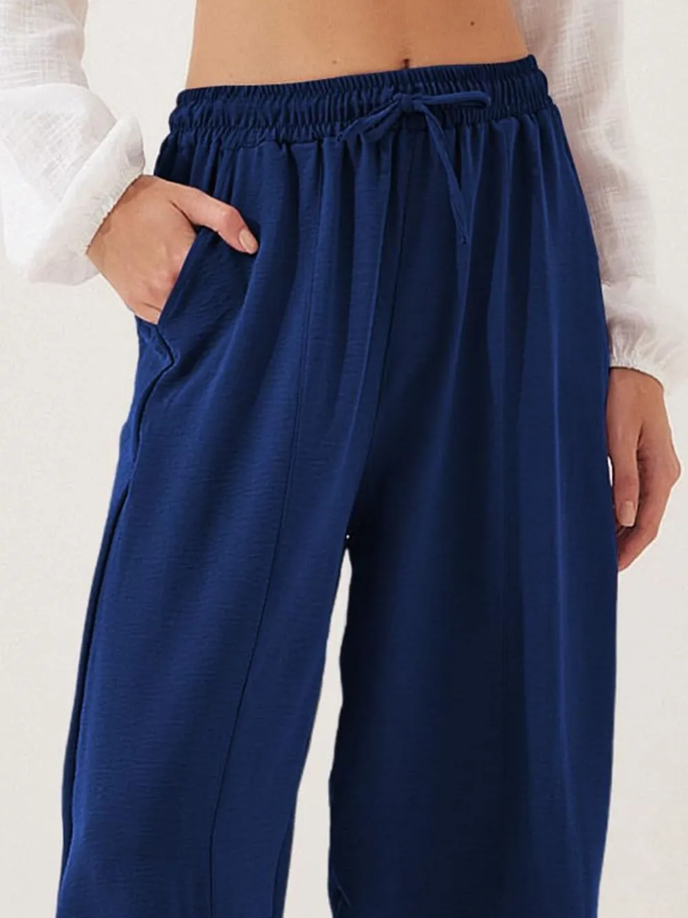 Full Size Drawstring Wide Leg Cropped Pants Plus Size, image 15