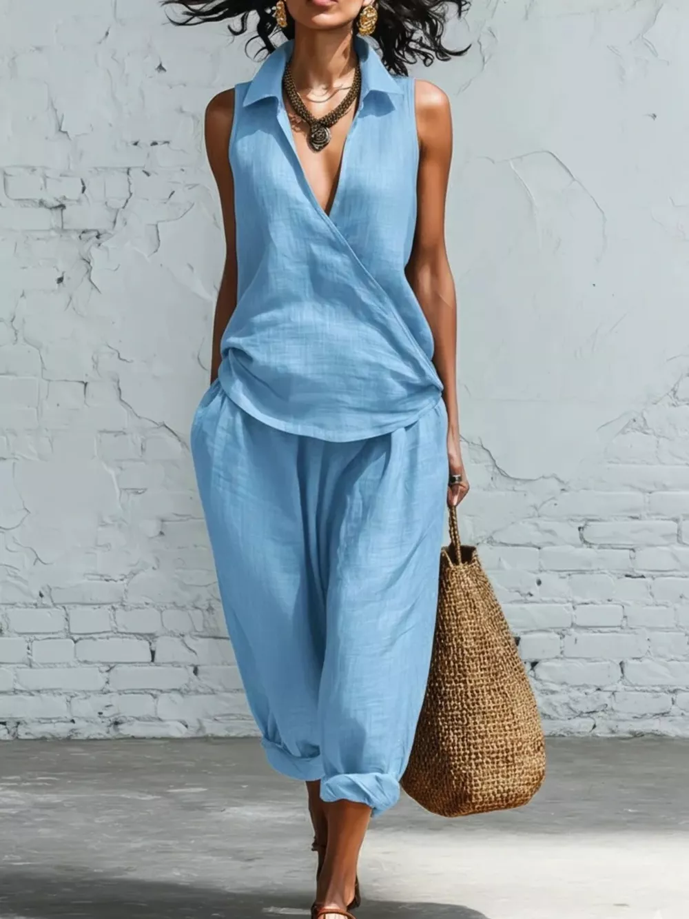 Full Size Sleeveless Top and Pants Two-Piece Set Plus Size, image 10