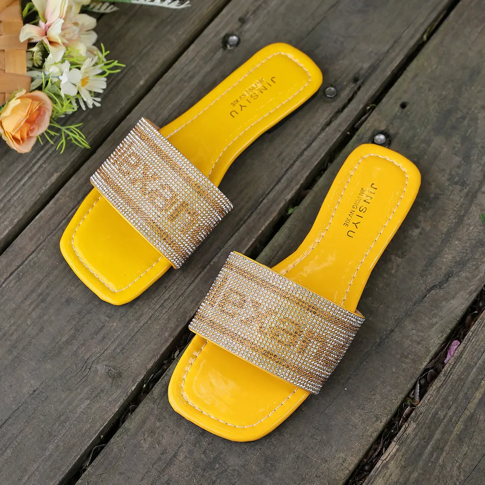 Rhinestone Open Toe Flats Sandals, image 14