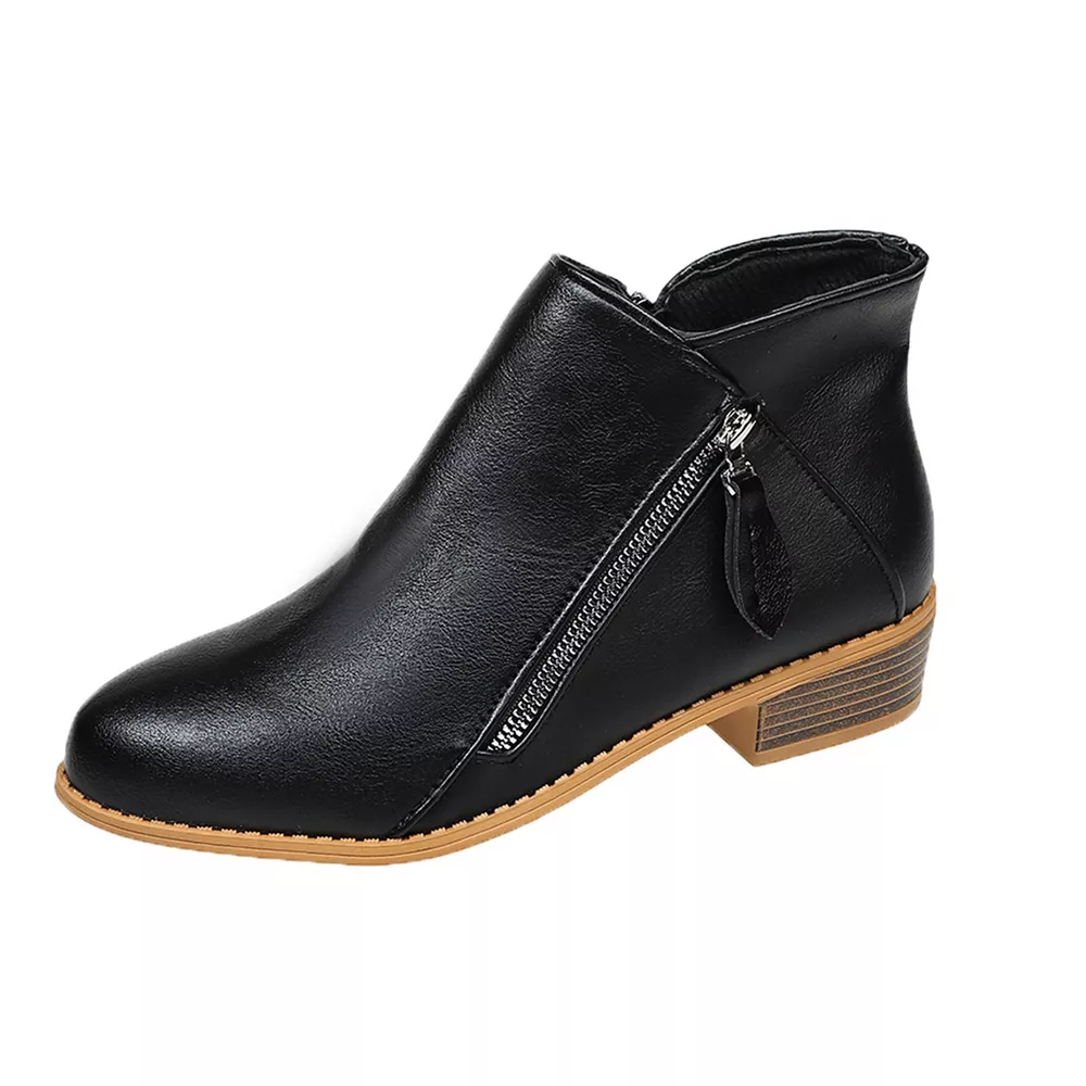 Size Zipper Block Heels Boots, image 14