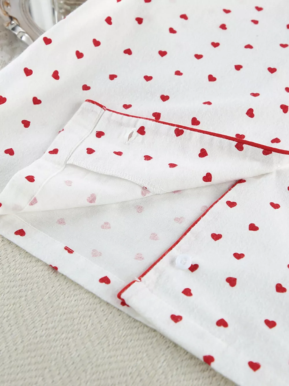Heart Print Long Sleeve Top and Pants Lounge Set, image 11