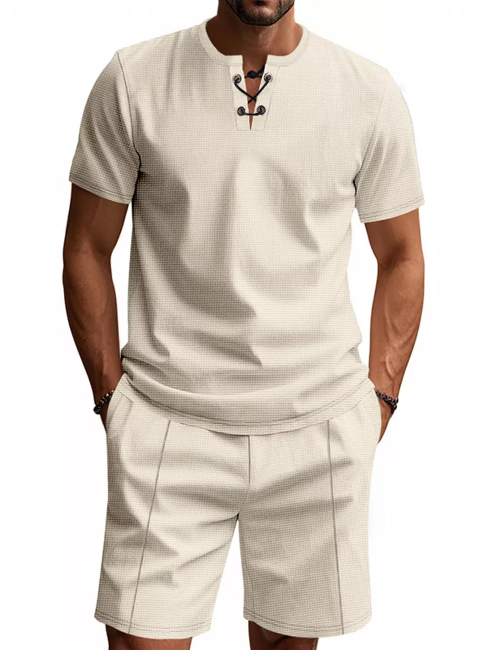 Men's Full Size Casual Short Sleeve Top & Shorts Set Plus Size, image 7