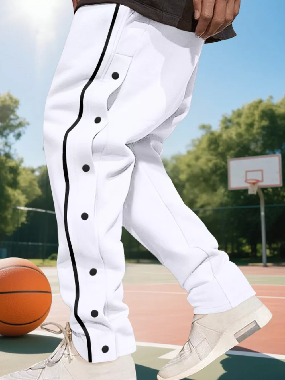 Men's Full Size Loose Fit Side Snap Button Track Pants Plus Size, image 10