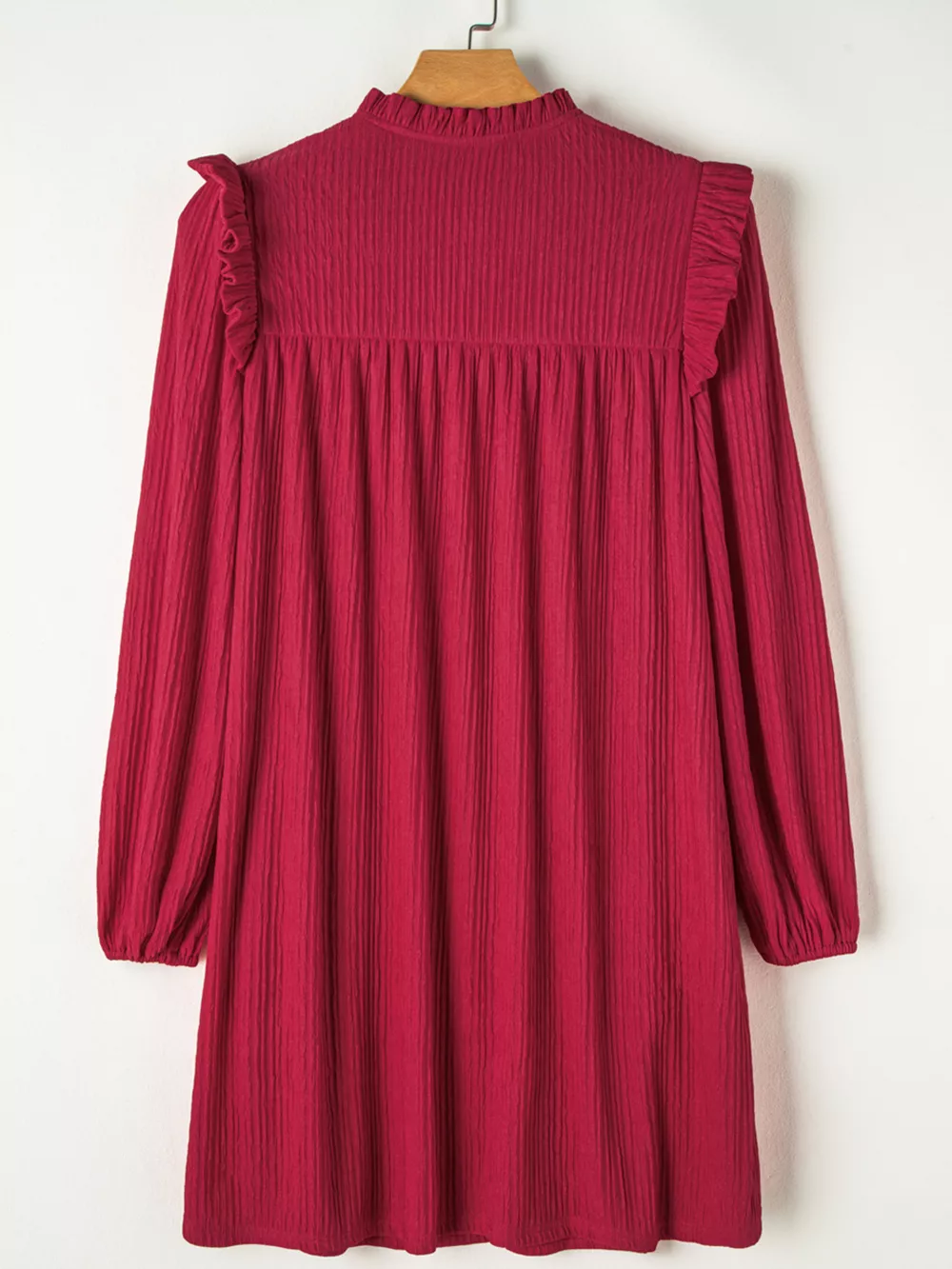 Textured Ruffled Trim Loose Fit Mini Dress, image 10