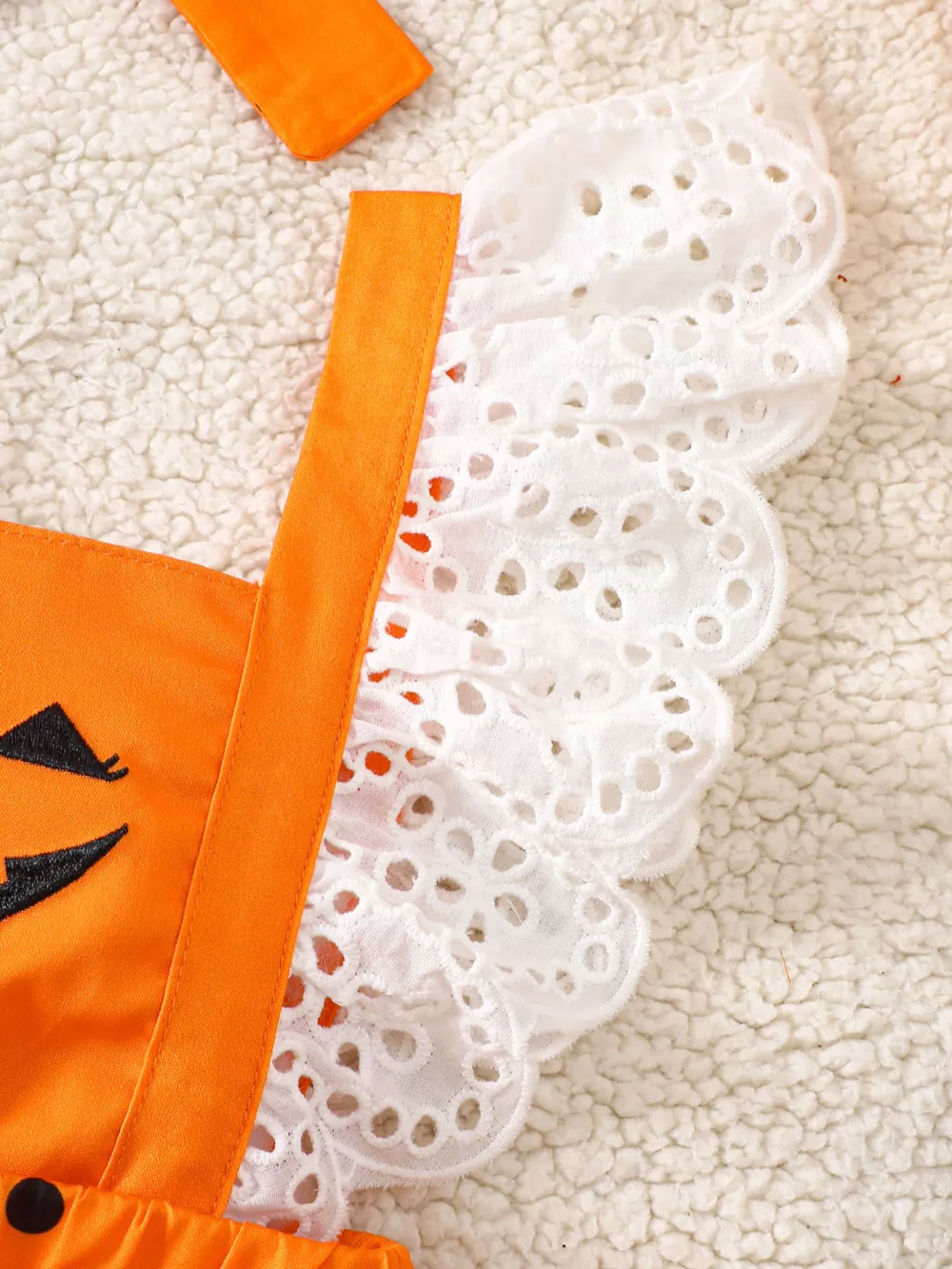 Children's Halloween Pumpkin Polka Dot Bodysuit and Headband Set, image 3