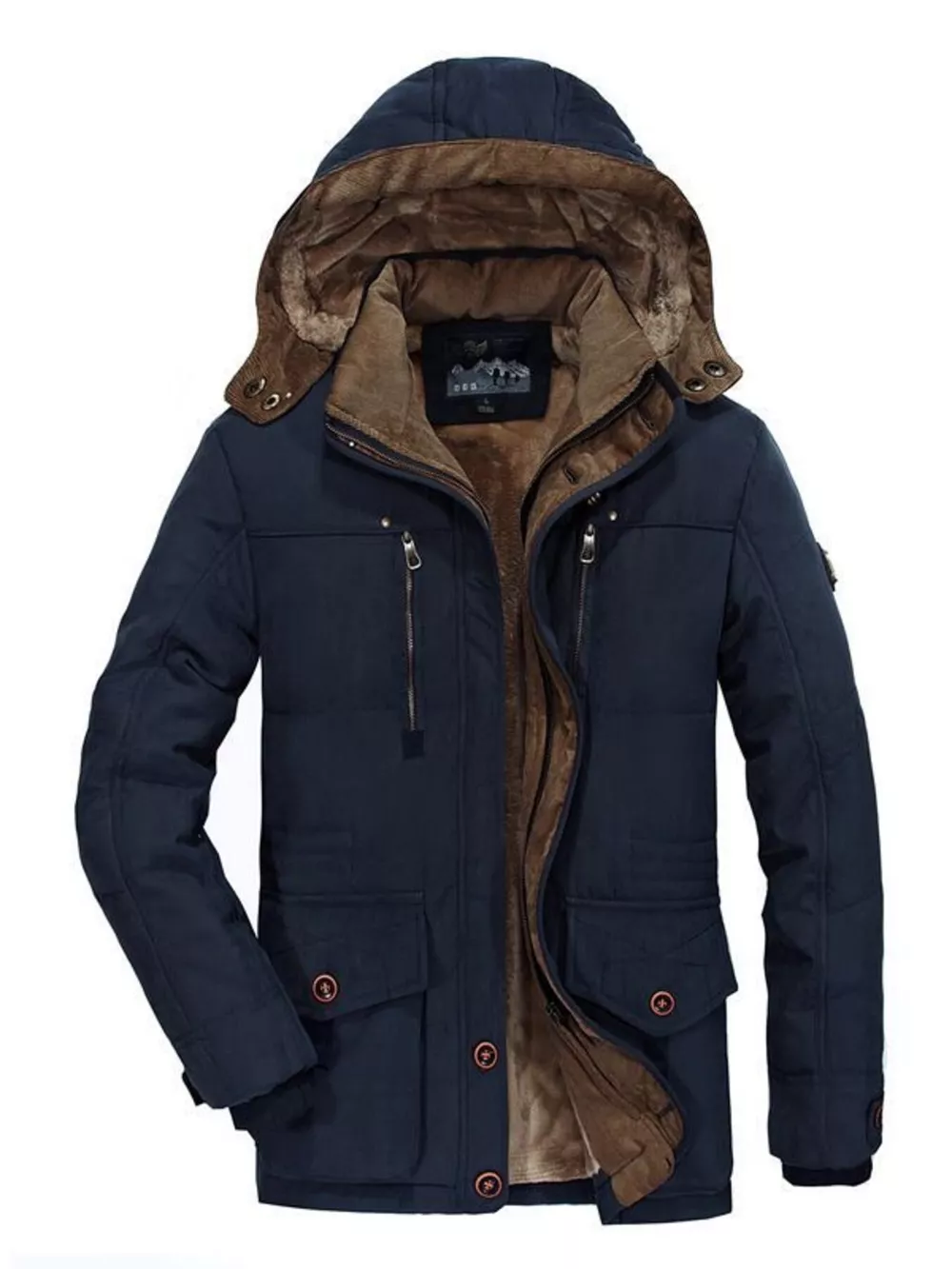 Men's Plus Size Winter Warm Hooded Parka Coat, image 2