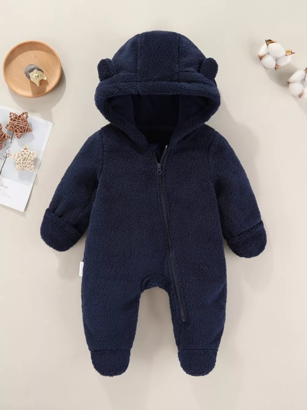 Children's Cozy Bear Hooded Fleece One-Piece, image 8