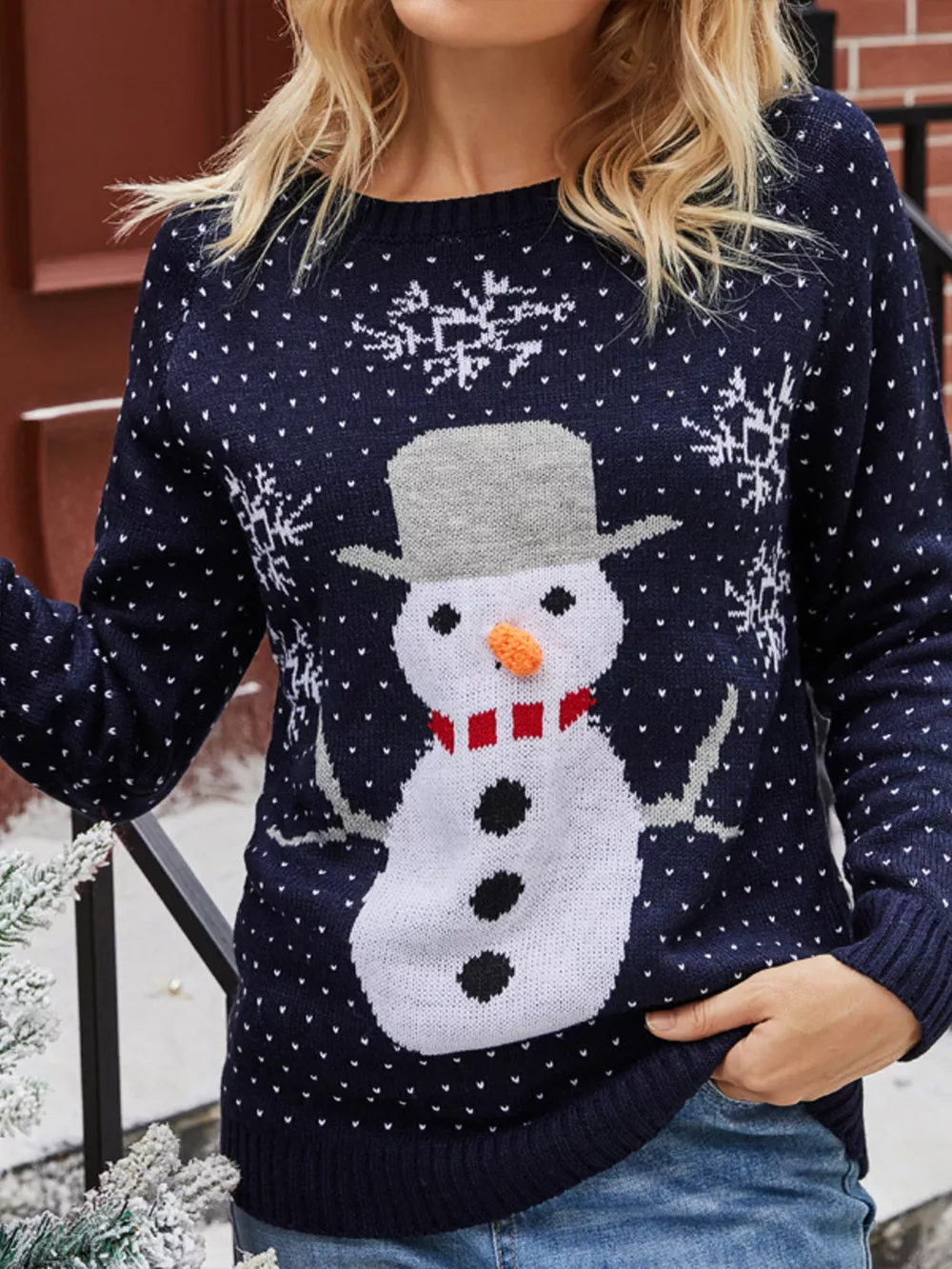 Snowman Graphic Raglan Sleeve Sweater, image 8
