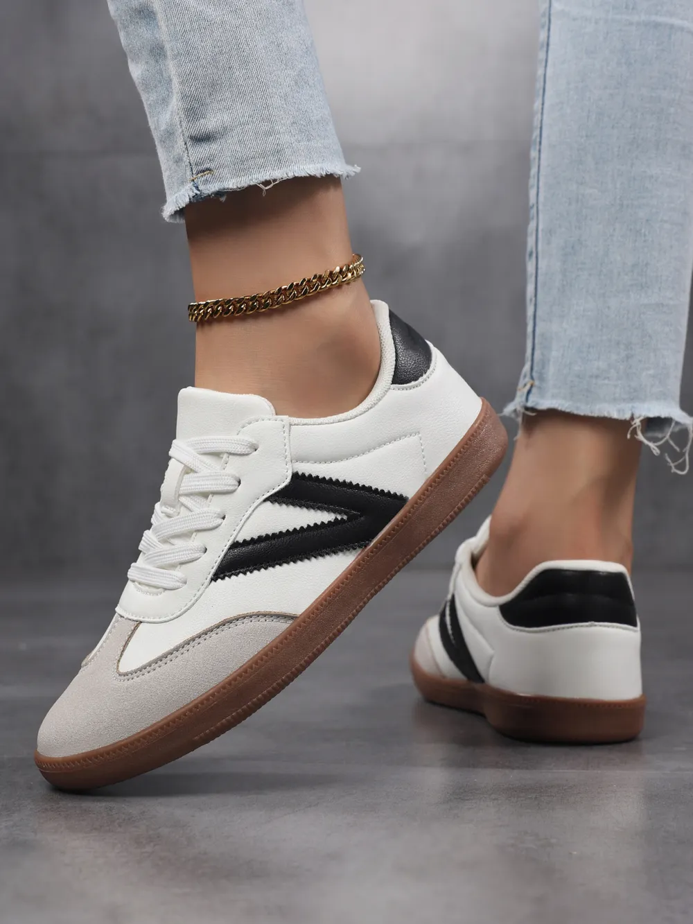 Contrast Round Toe Sneakers, image 7