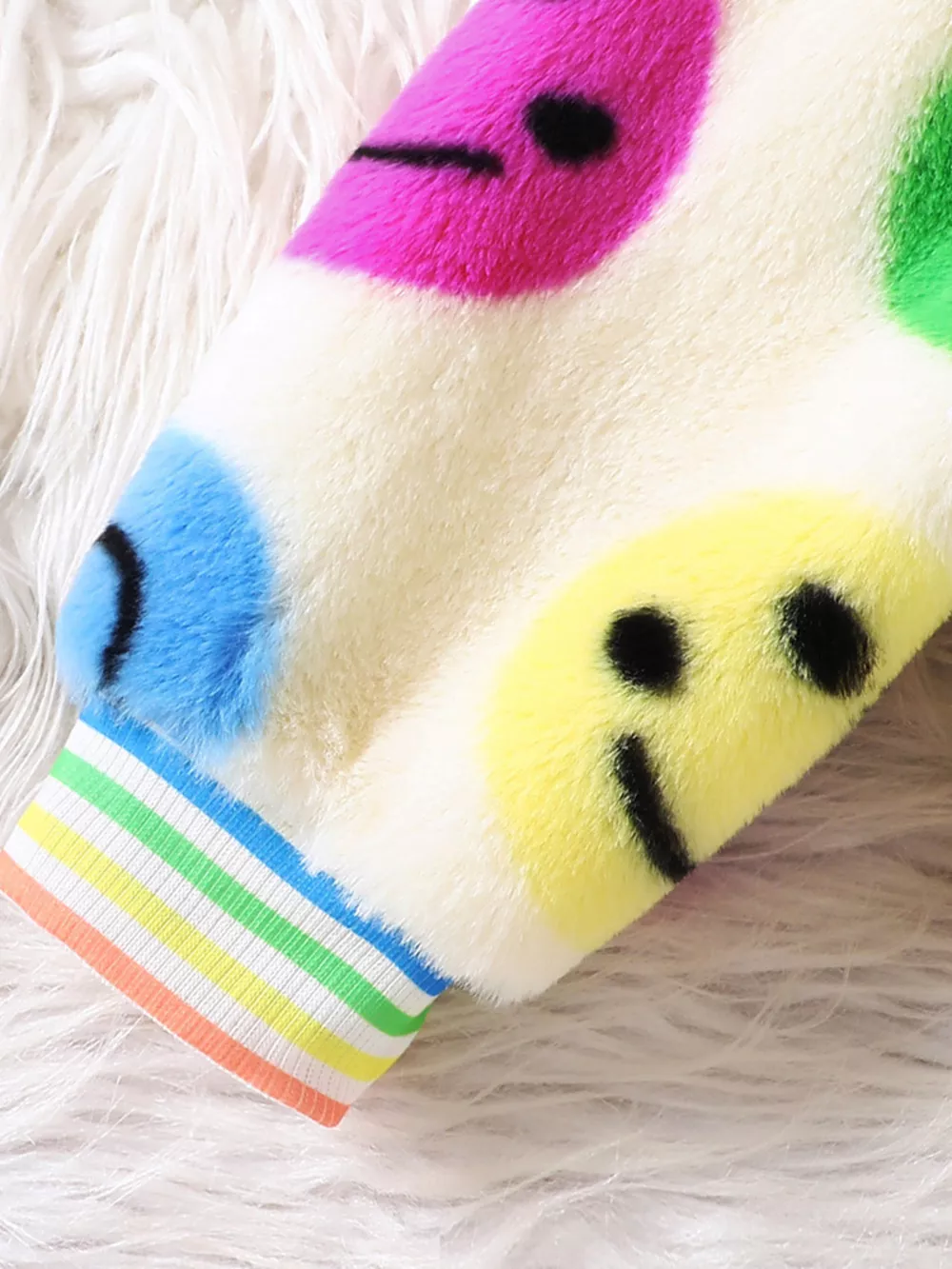 Children's Cheerful Smiley Face Print Plush Jacket, image 3