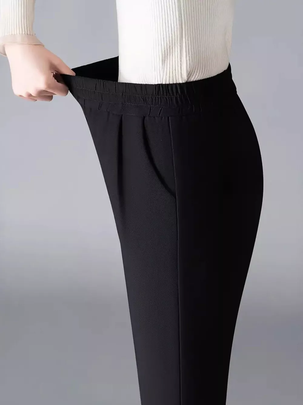Elastic Waist Loose Fit Pants, image 2