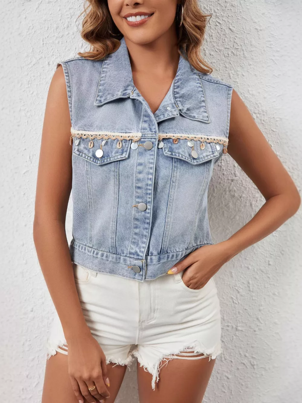 Button Up Denim Vest, image 2