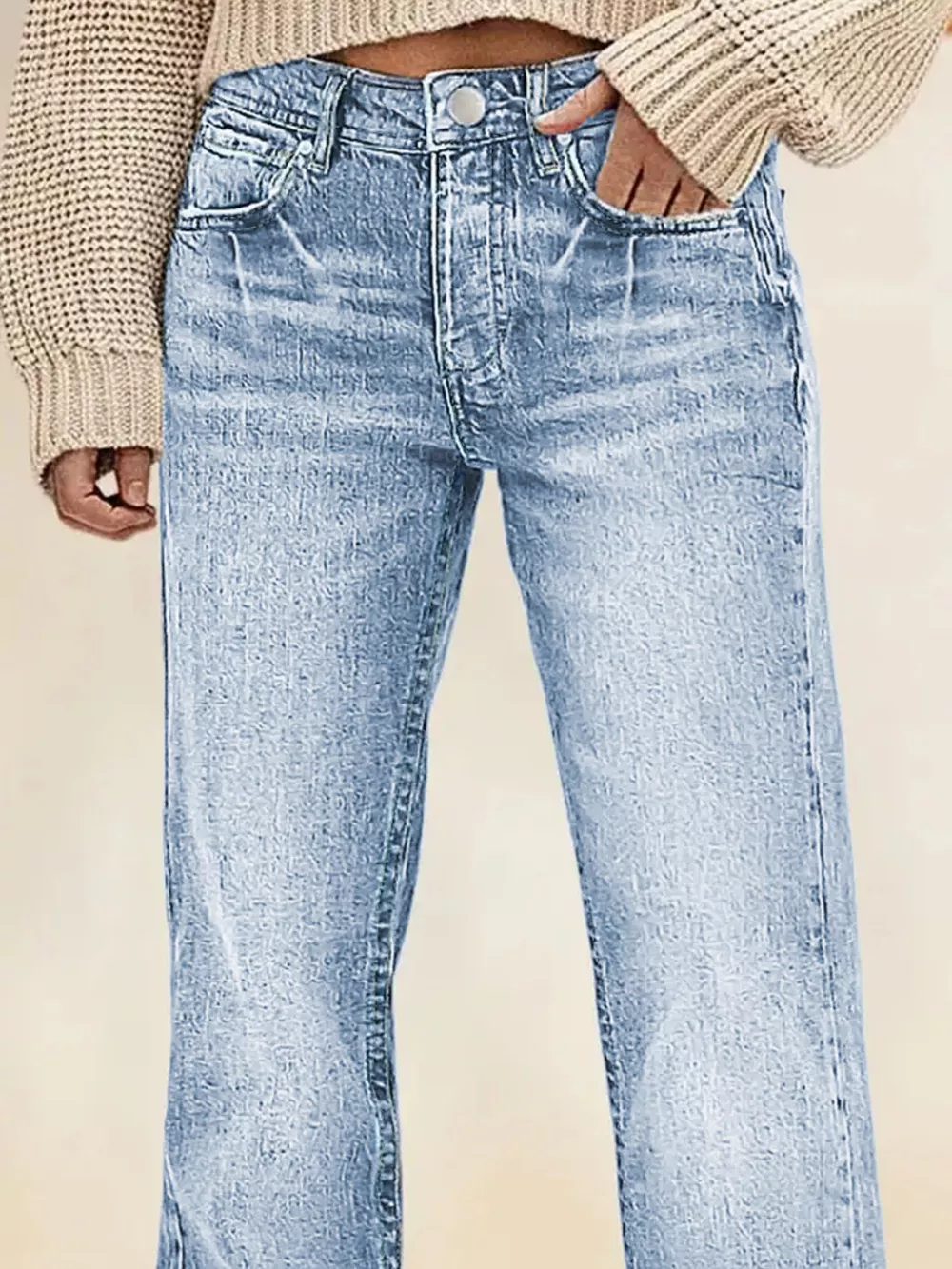 Vintage Wash Straight Leg Jeans, image 9