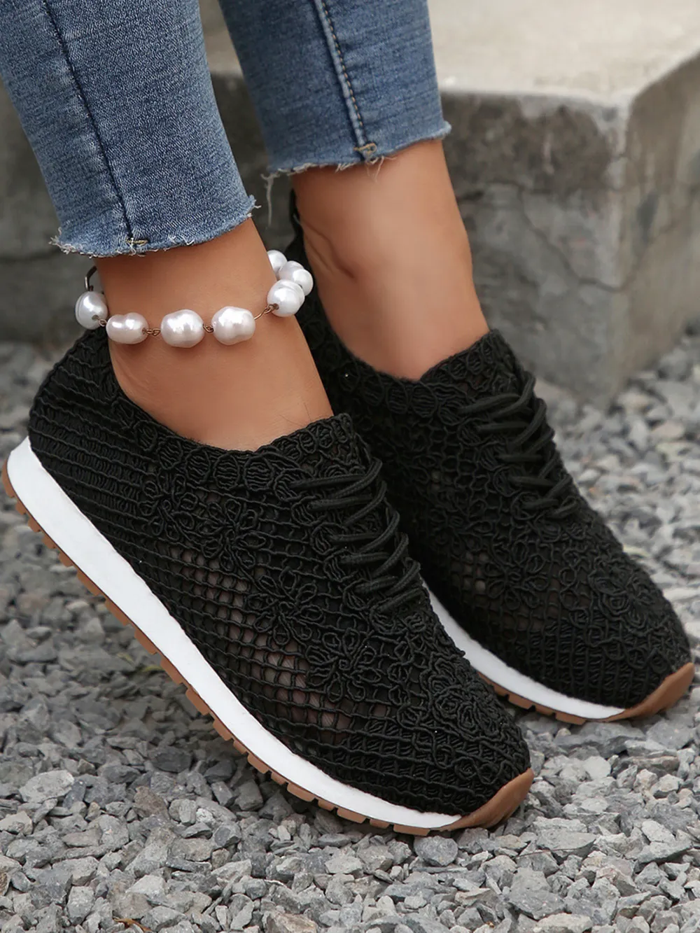 Breathable Mesh Lace-Up Sneakers, image 11