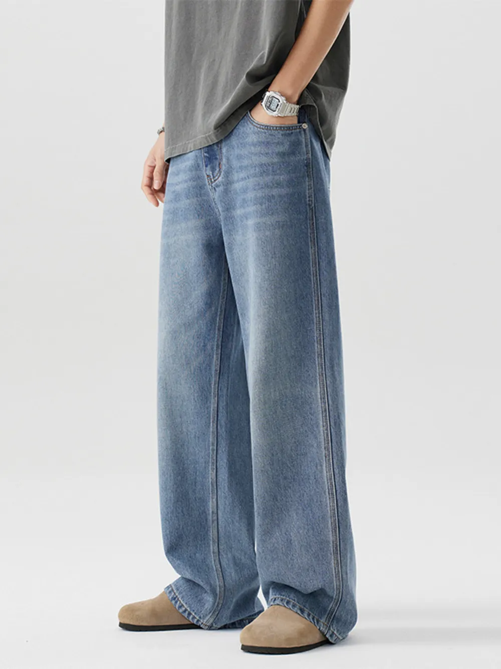 Men's Wide Leg Relaxed Fit Jeans, image 2