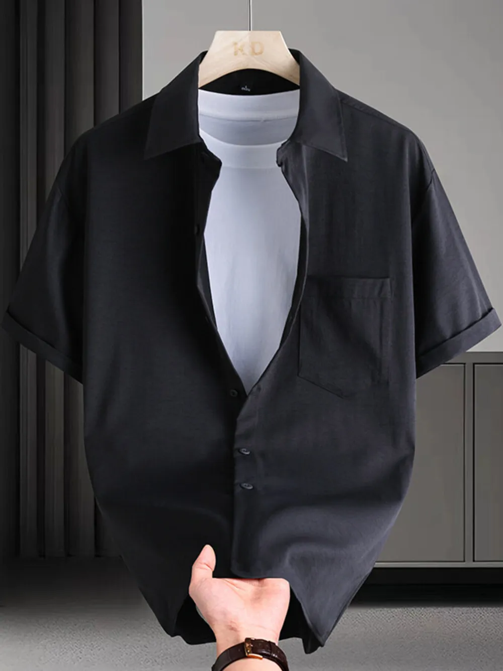 Men's Plus Size Button Up Short Sleeve Shirt, image 3
