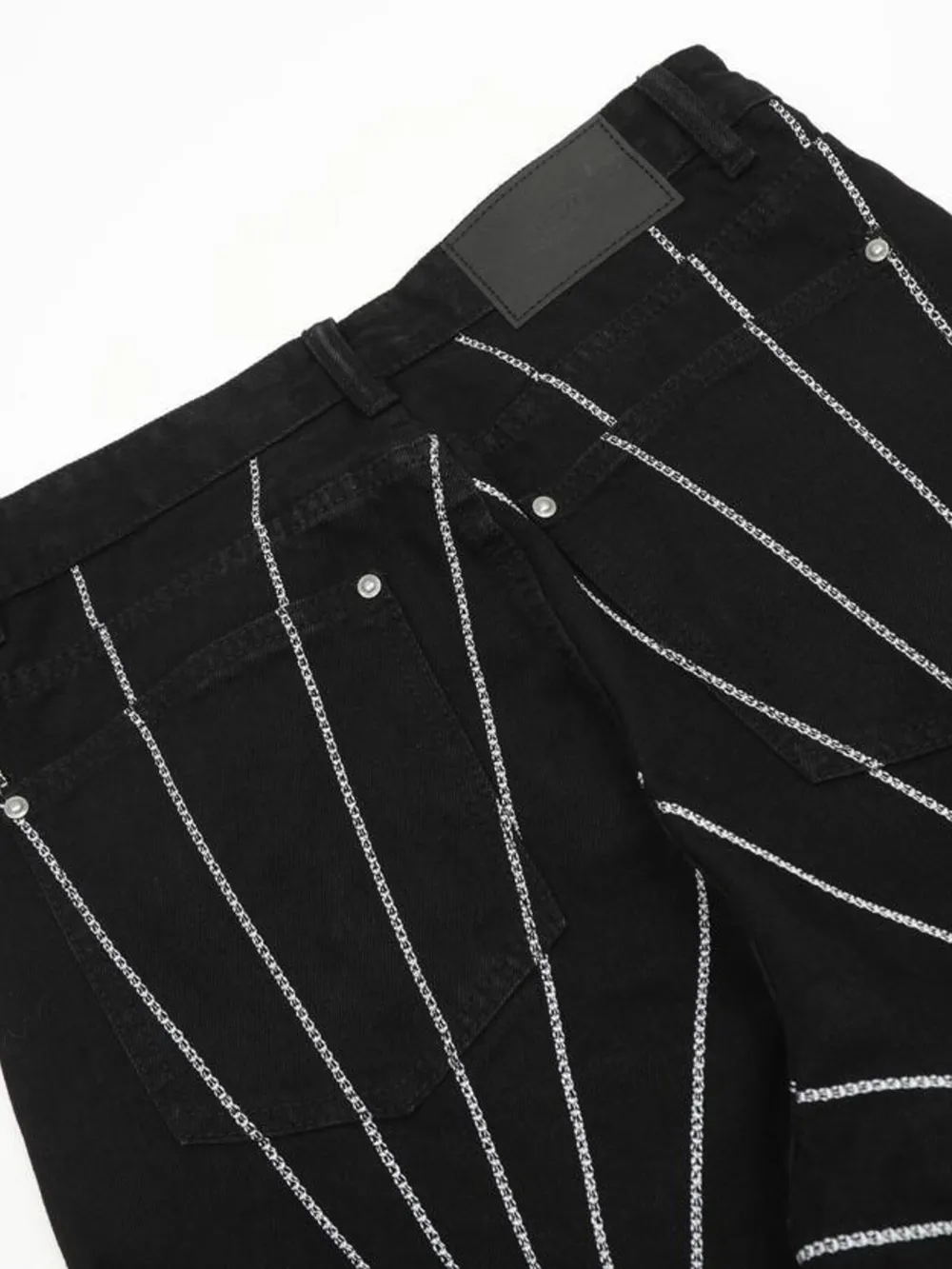 Men's Spider Web Embroidered Flared Jeans, image 18