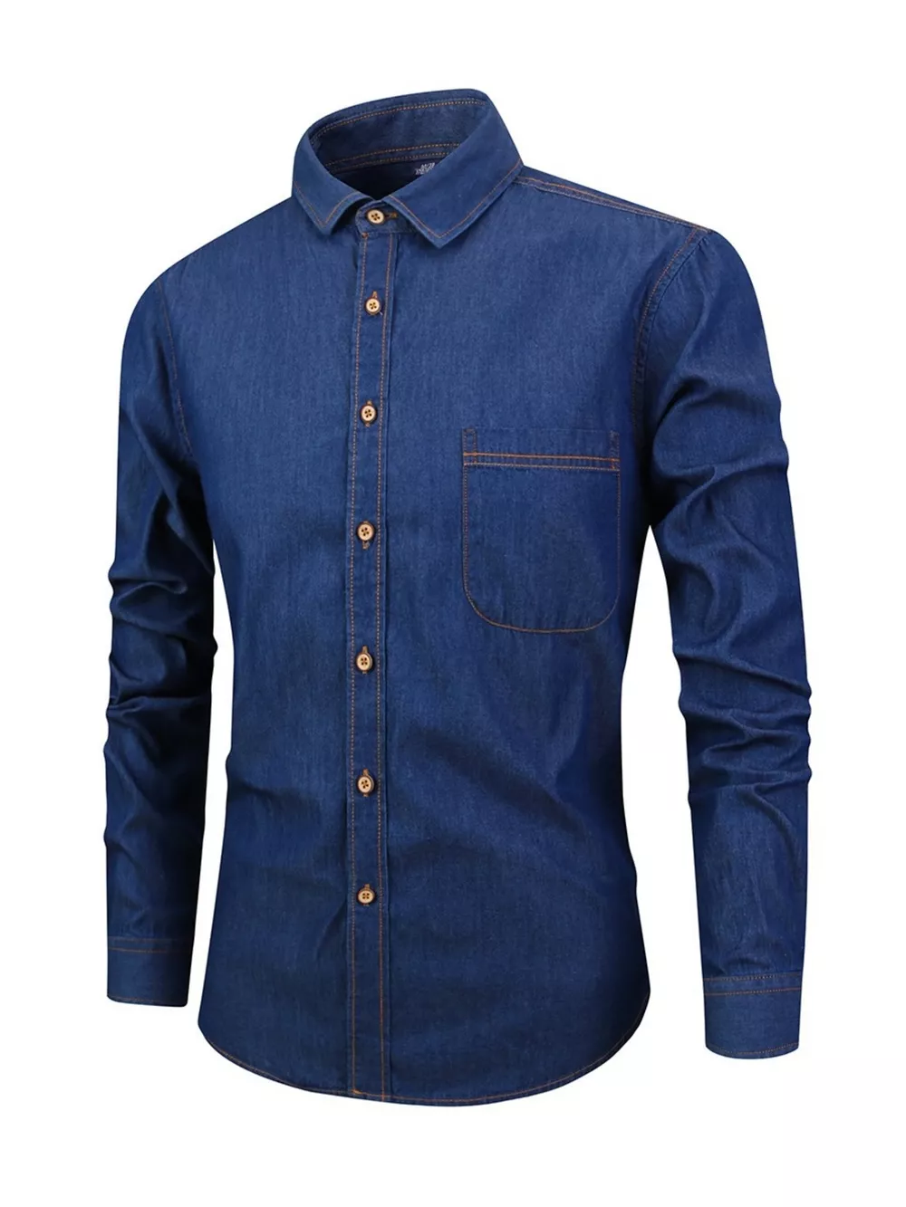 Men's Full Size Button Up Long Sleeve Denim Shirt Plus Size, image 2