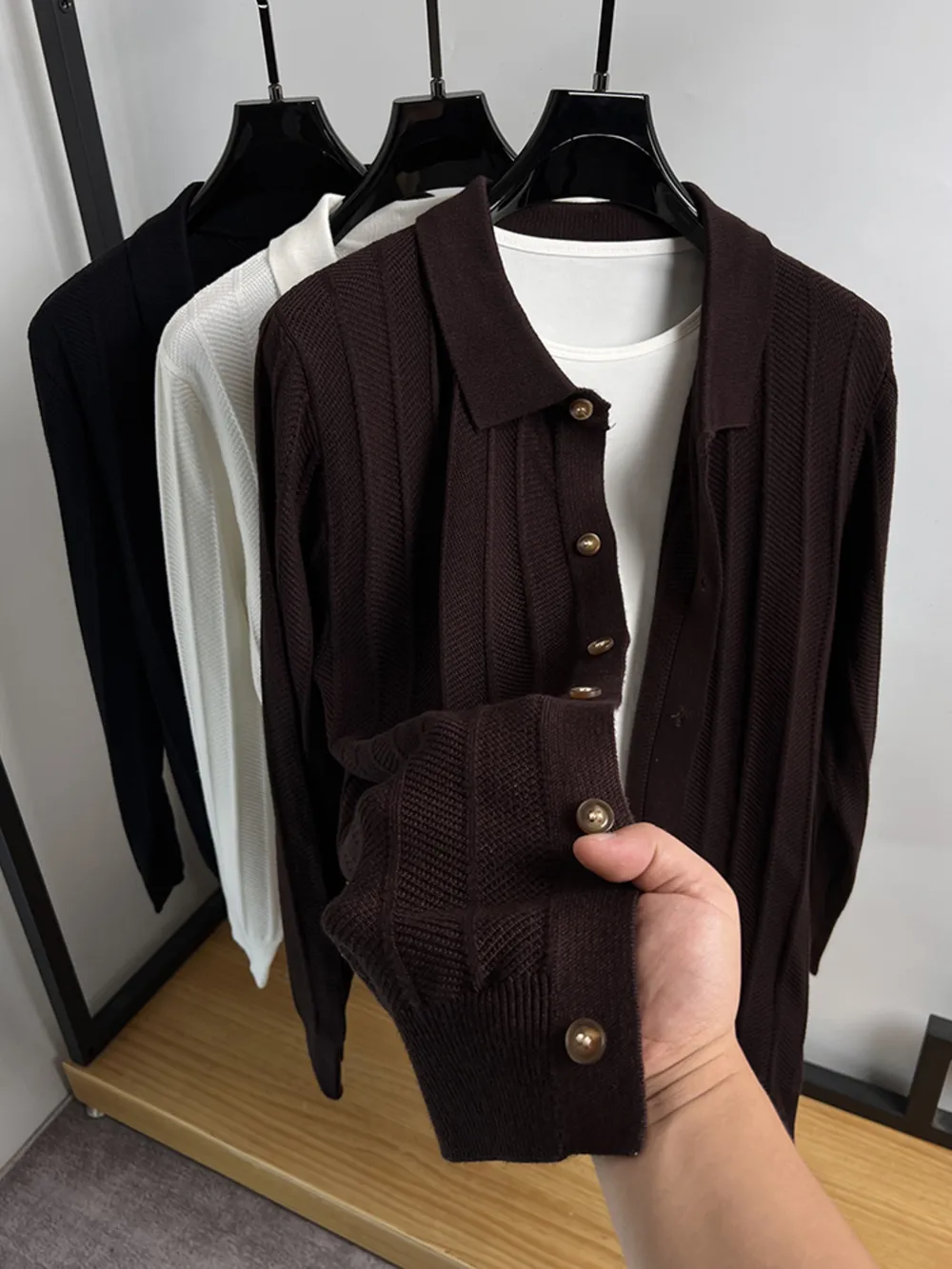 Men's Plus Size Button Down Knit Cardigan, image 8