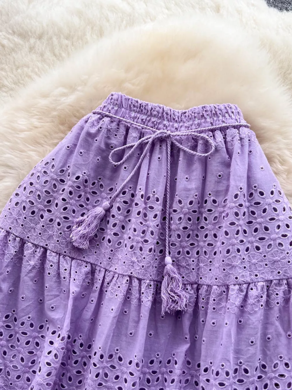 Eyelet Tiered Maxi Skirt, image 10