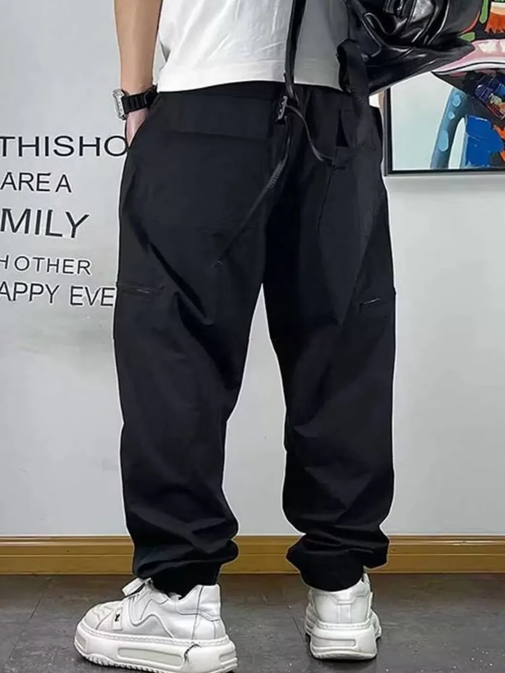 Men's Plus Size Drawstring Loose Fit Pants, image 5
