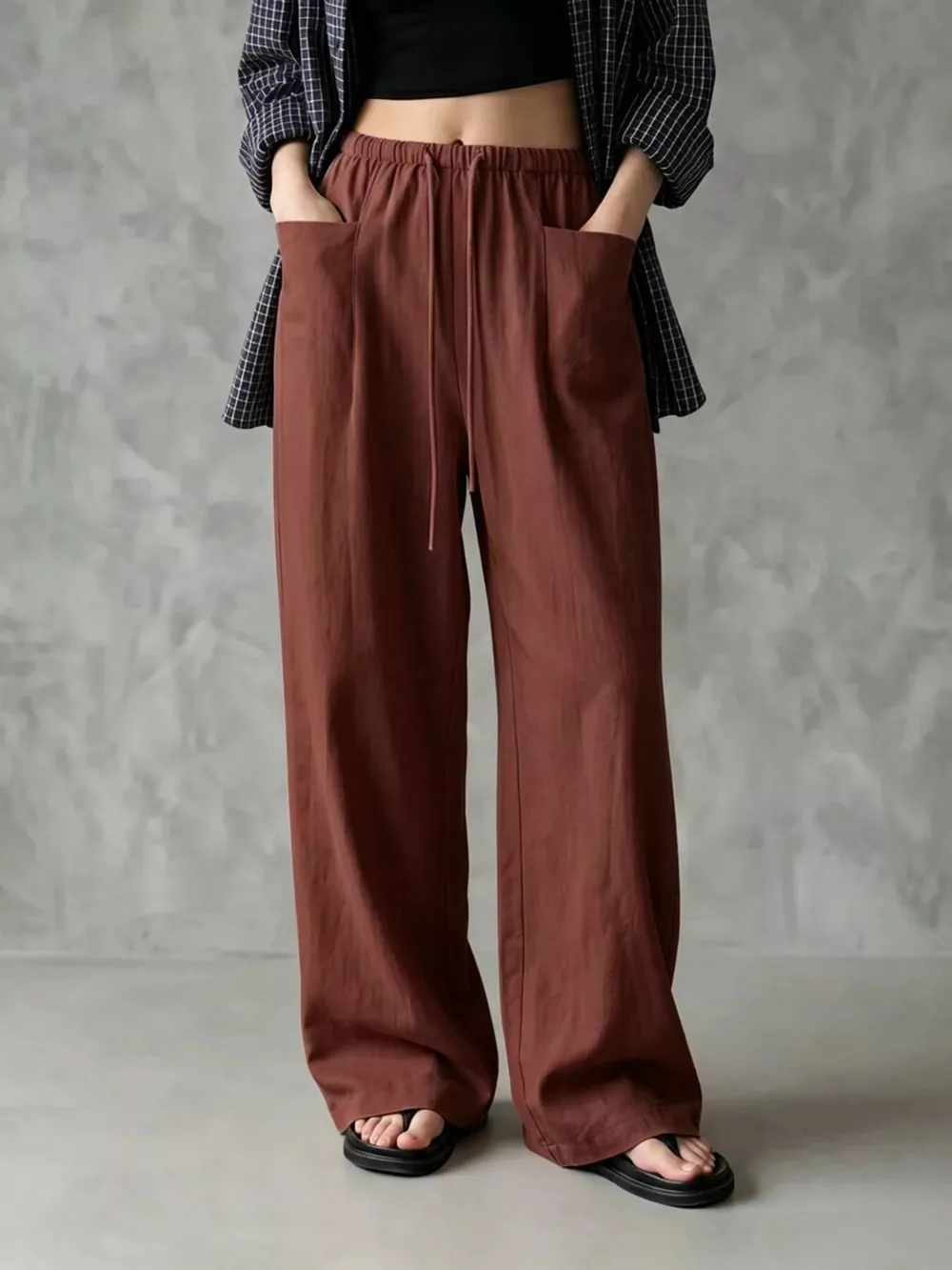 Full Size Drawstring Wide-Leg Casual Pants Plus Size, image 13