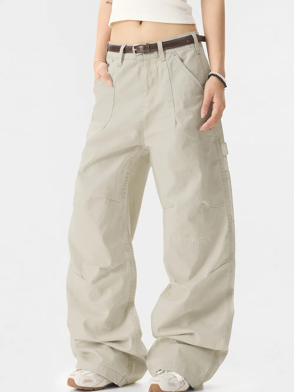 Men's Wide Leg Cargo Pants with Multi Pockets, image 2