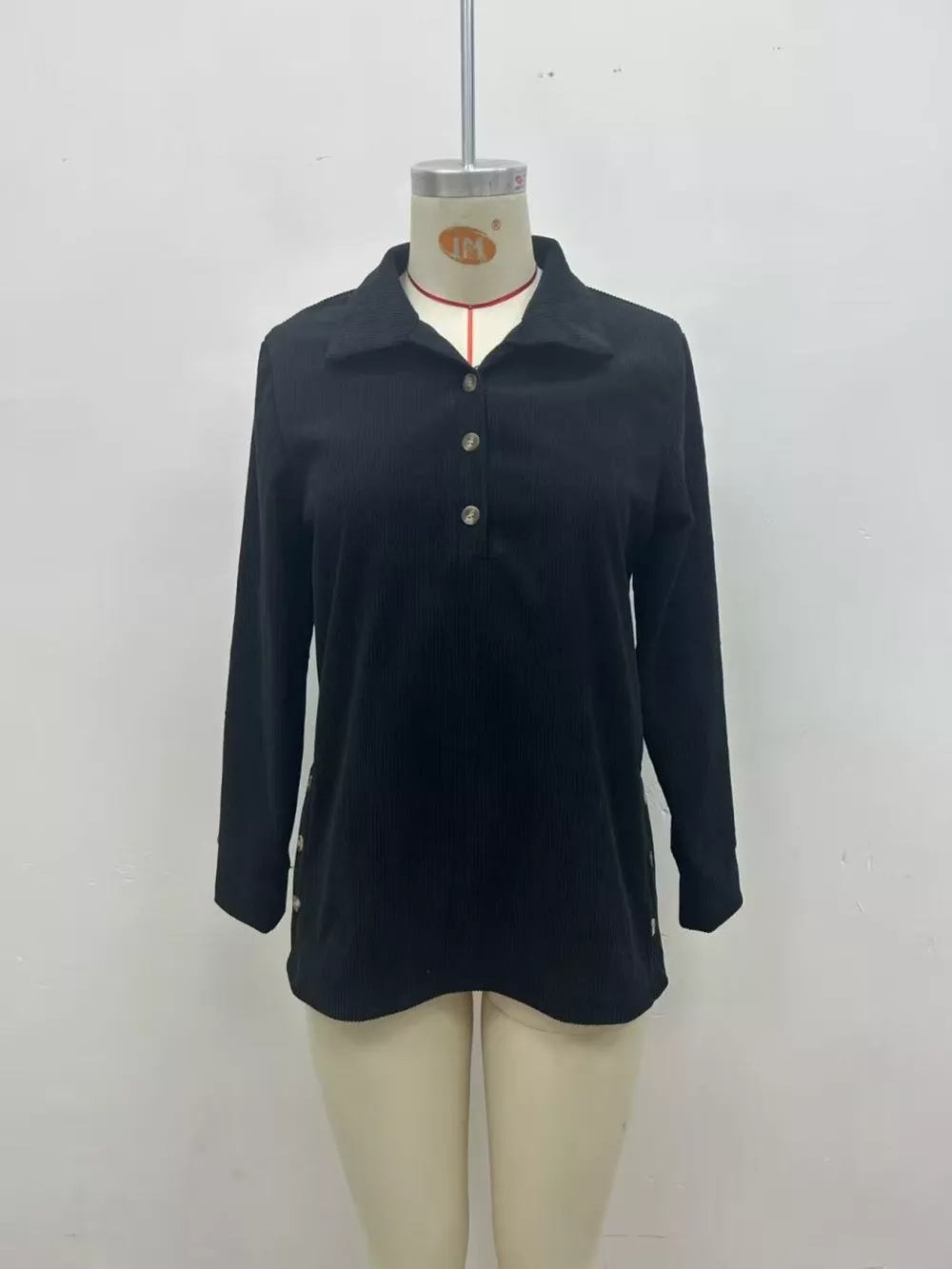 Full Size Button Detail Long Sleeve Top Plus Size, image 5