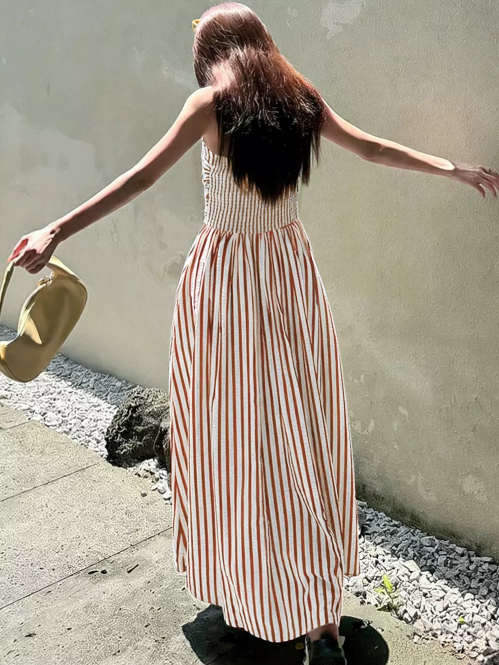 Striped Spaghetti Strap Casual Maxi Dress, image 10
