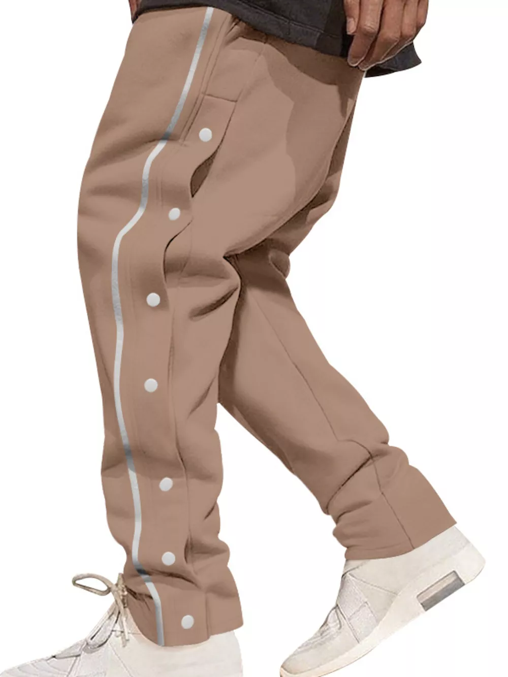 Men's Full Size Loose Fit Side Snap Button Track Pants Plus Size, image 3