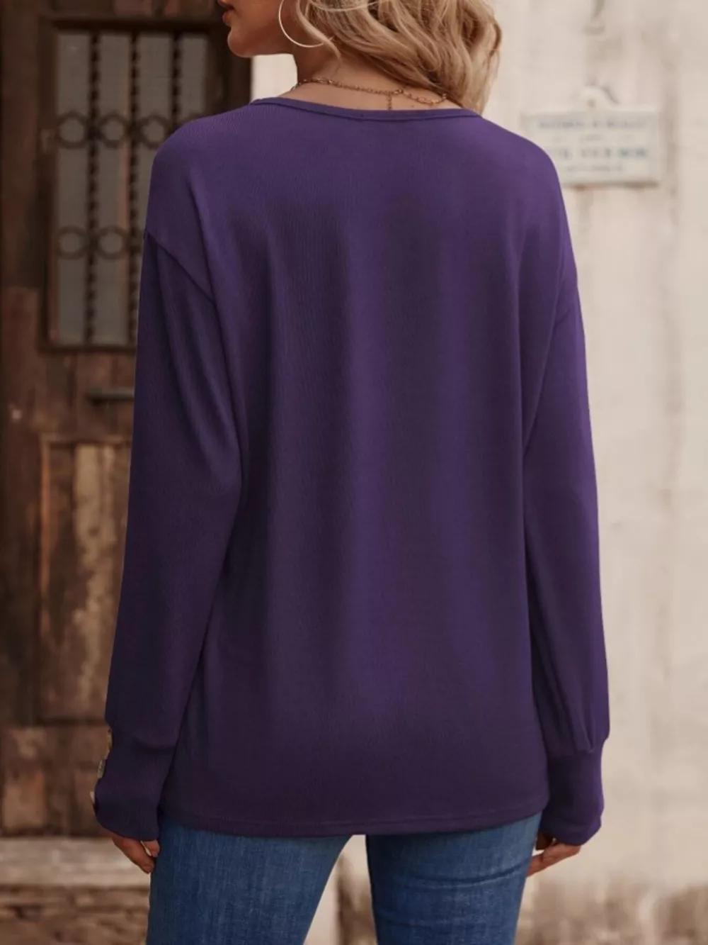 V-Neck Long Sleeve T-Shirt, image 15