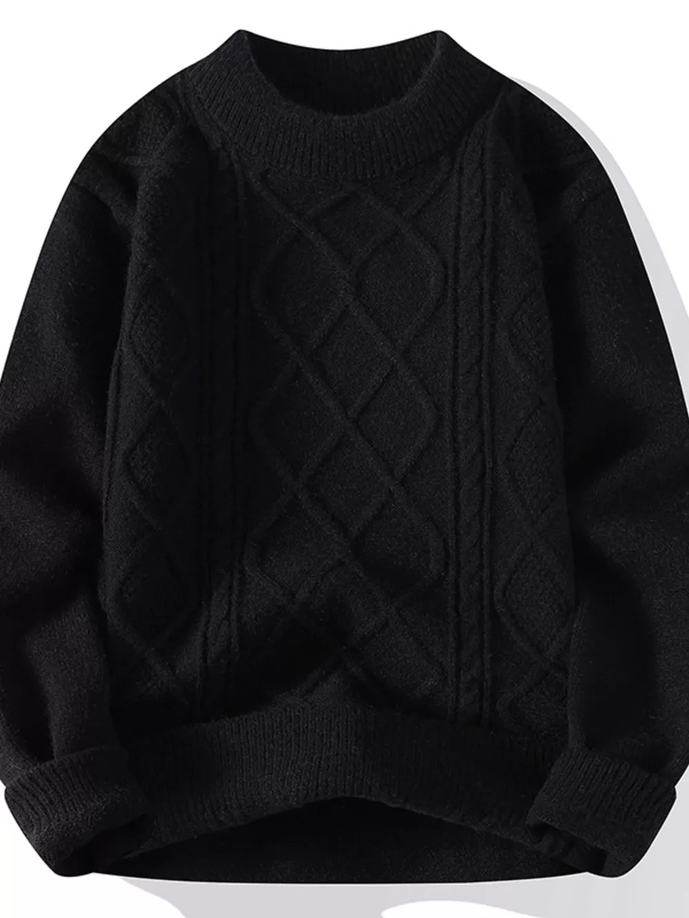 Men's Plus Size Cable-Knit Crewneck Sweater, image 4