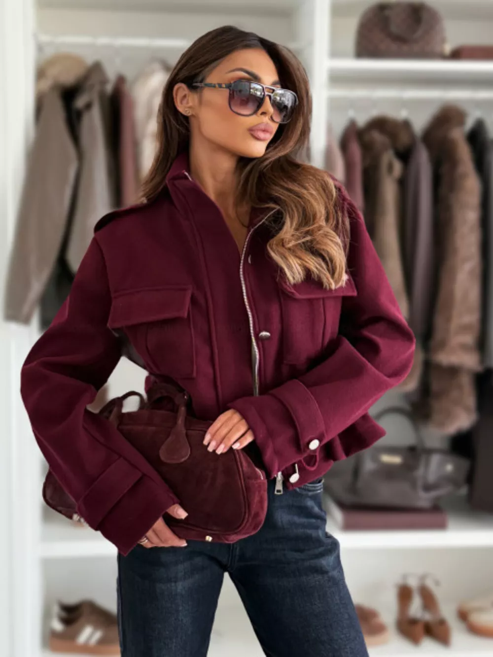 Drawstring Waist Cropped Jacket, image 9