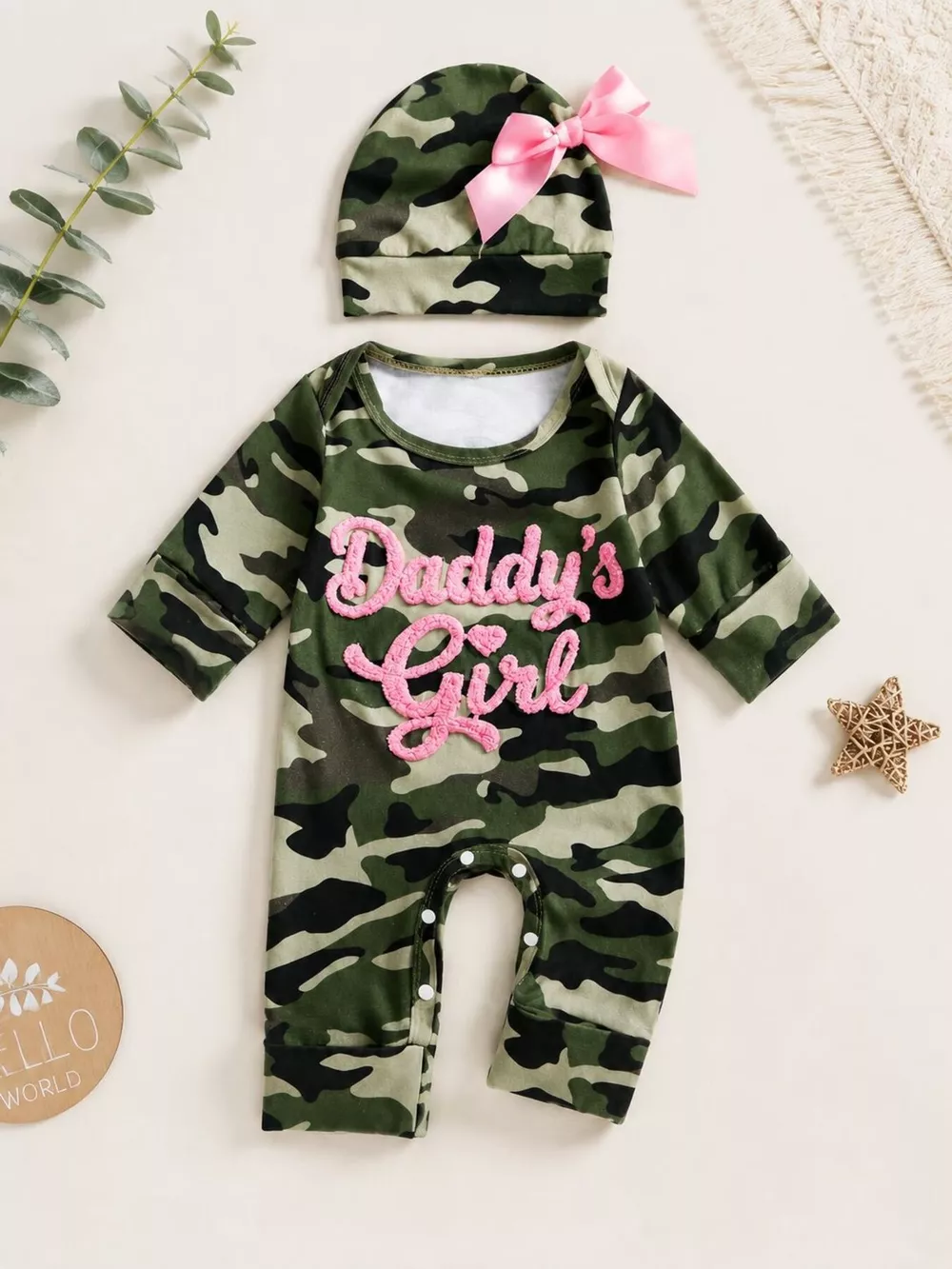 Children's Camo Jumpsuit and Hat Set, image 2