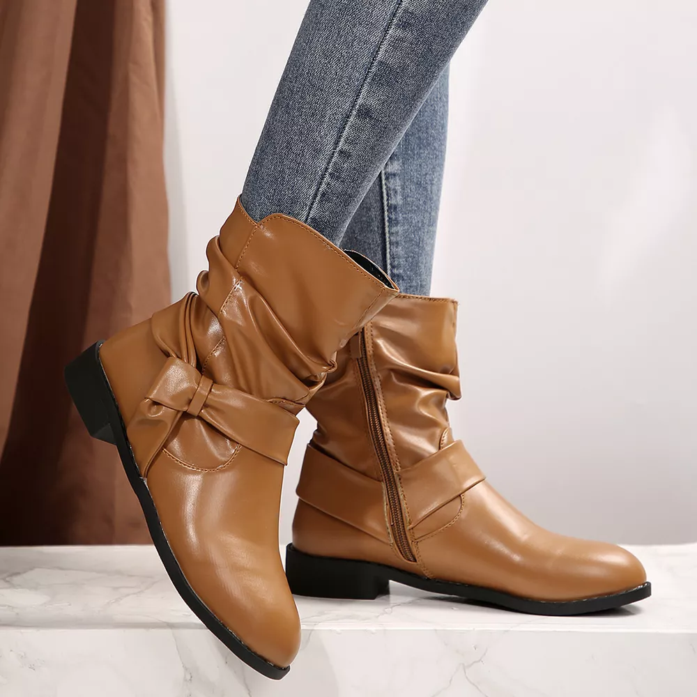 Round Toe Low Heel Boots, image 10