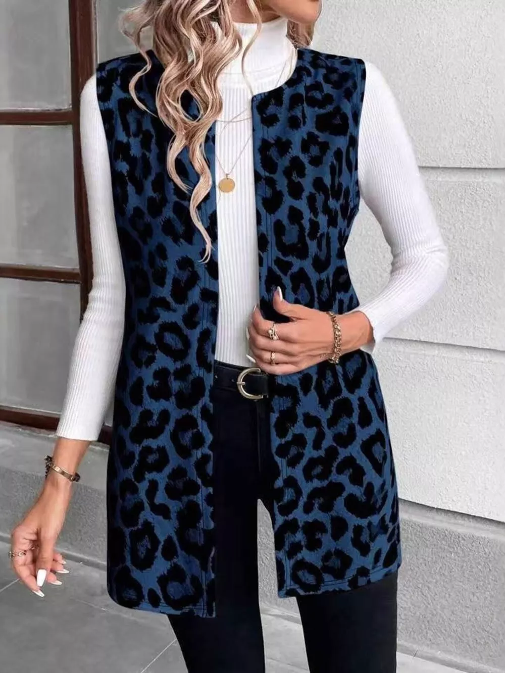 Sleeveless Leopard Print Vest Coat, image 2