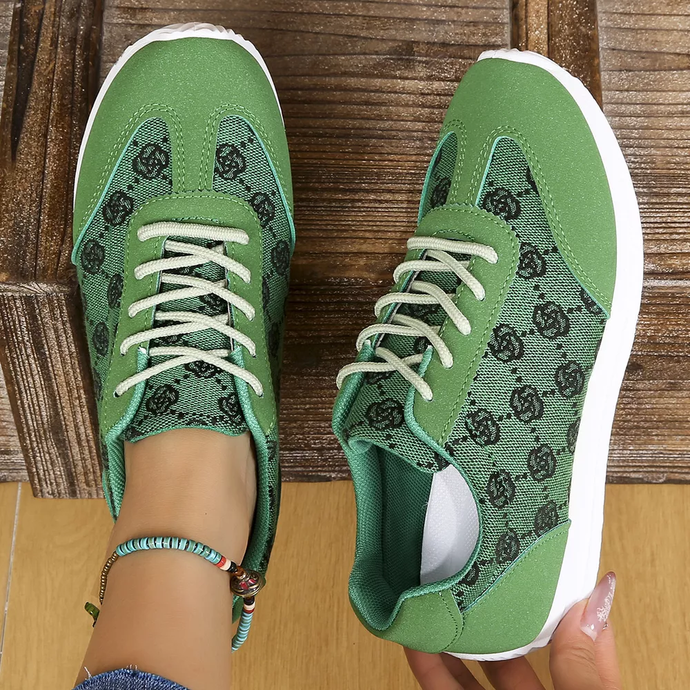 Floral Patterned Lace Up Sneakers, image 4
