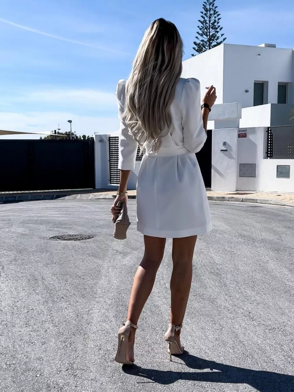 3/4 Sleeve Belted Blazer Dress, image 12