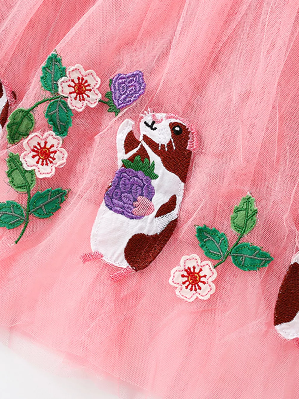 Children's Cartoon Animal Embroidered Tulle Dress, image 4