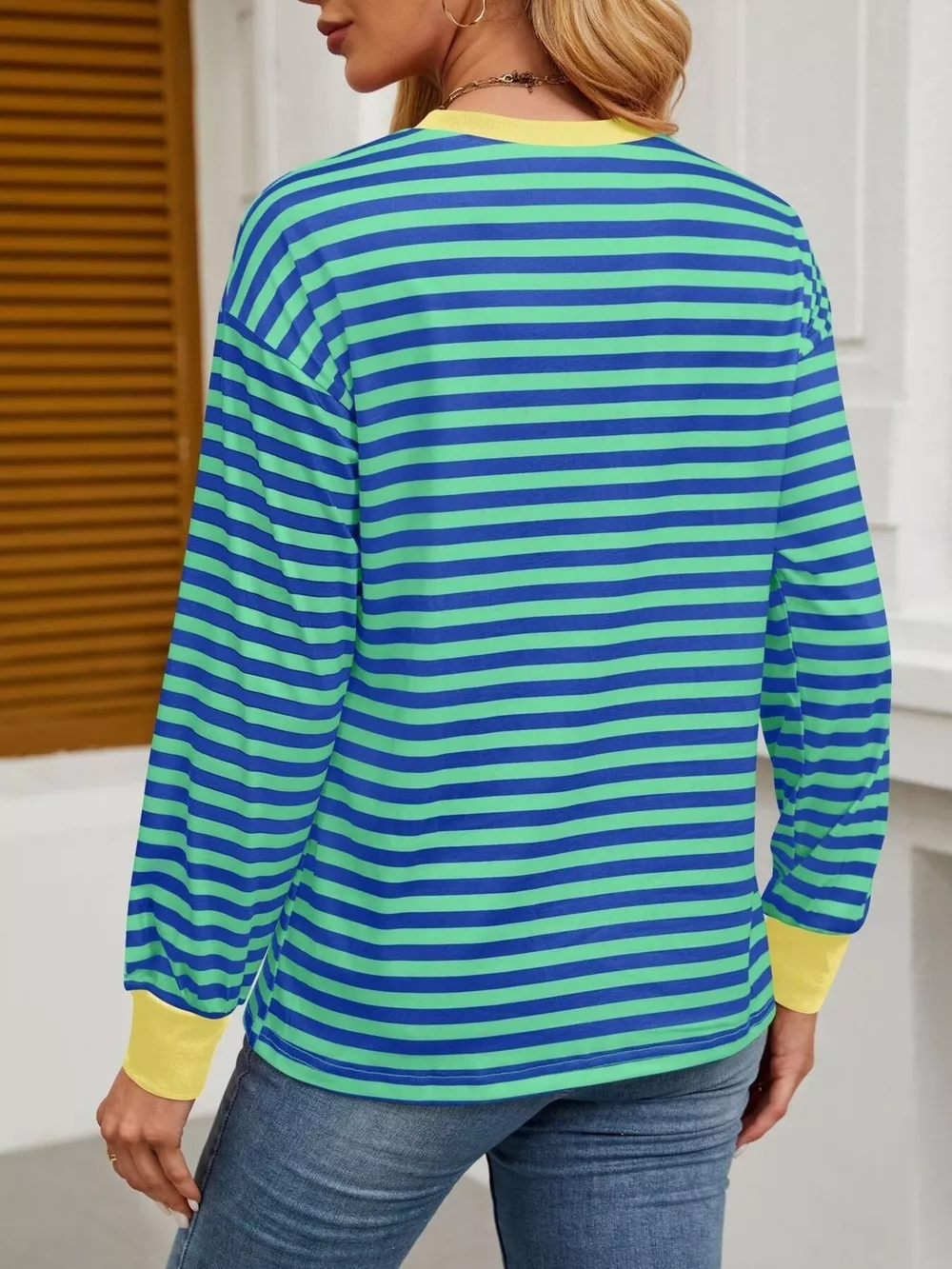 Striped Round Neck Long Sleeve T-Shirt, image 21