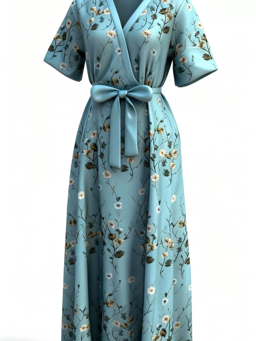 Floral Print Half Sleeve Maxi Dress with Pockets, image 6