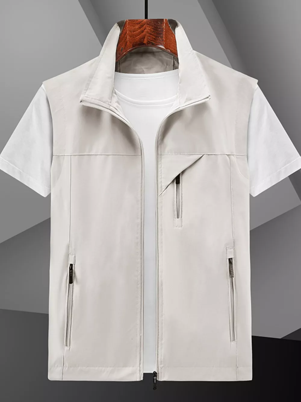 Men's Plus Size Casual Lightweight Zip-Up Vest, image 2