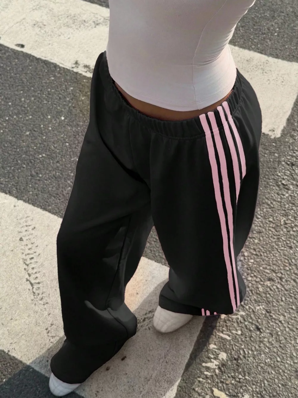High-Waisted Wide-Leg Track Pants with Side Stripes, image 22