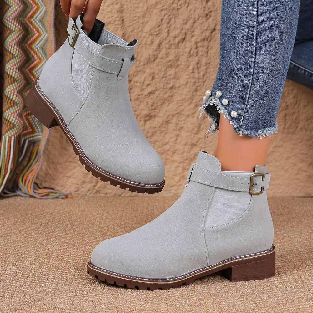 Round Toe Block Heels Boots, image 12