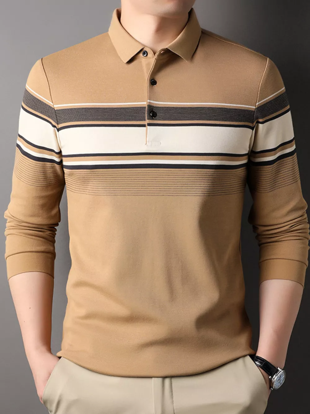 Men's Plus Size Button Detail Short Sleeve Polo, image 5