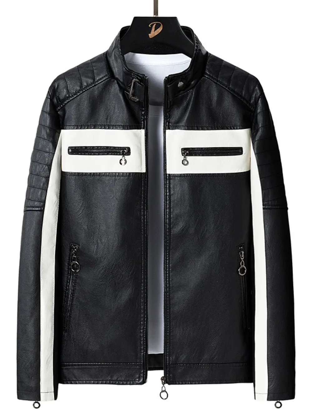 Men's Plus Size Zip Up Long Sleeve Contrast Jacket