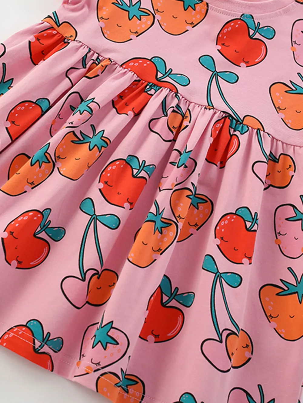Children's Fruit Print Round Neck Casual Dress, image 5