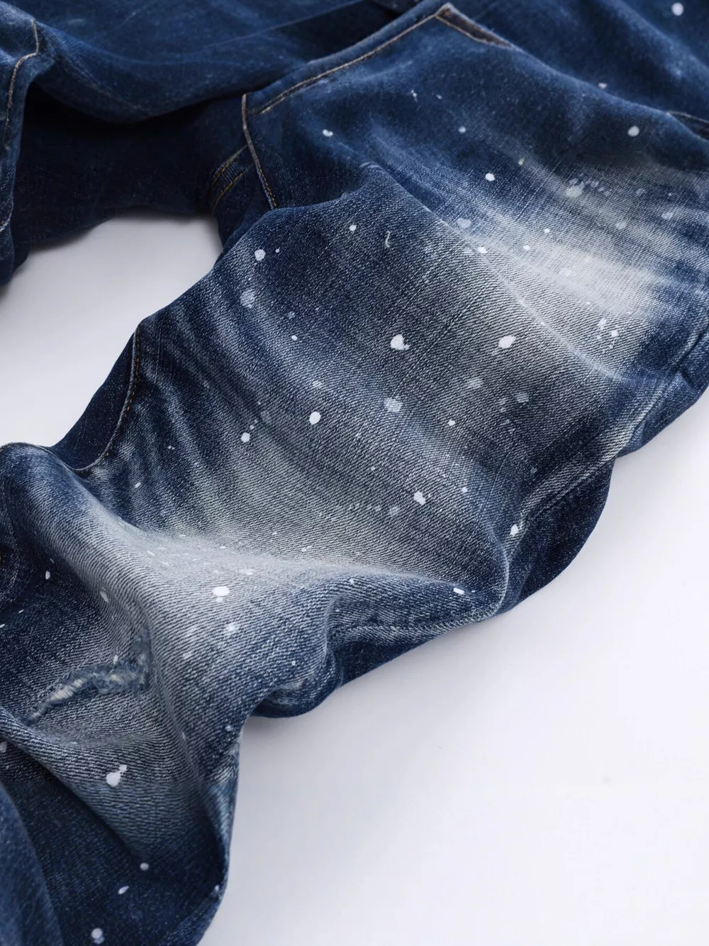 Men's Distressed Paint Splatter Slim Fit Jeans, image 4