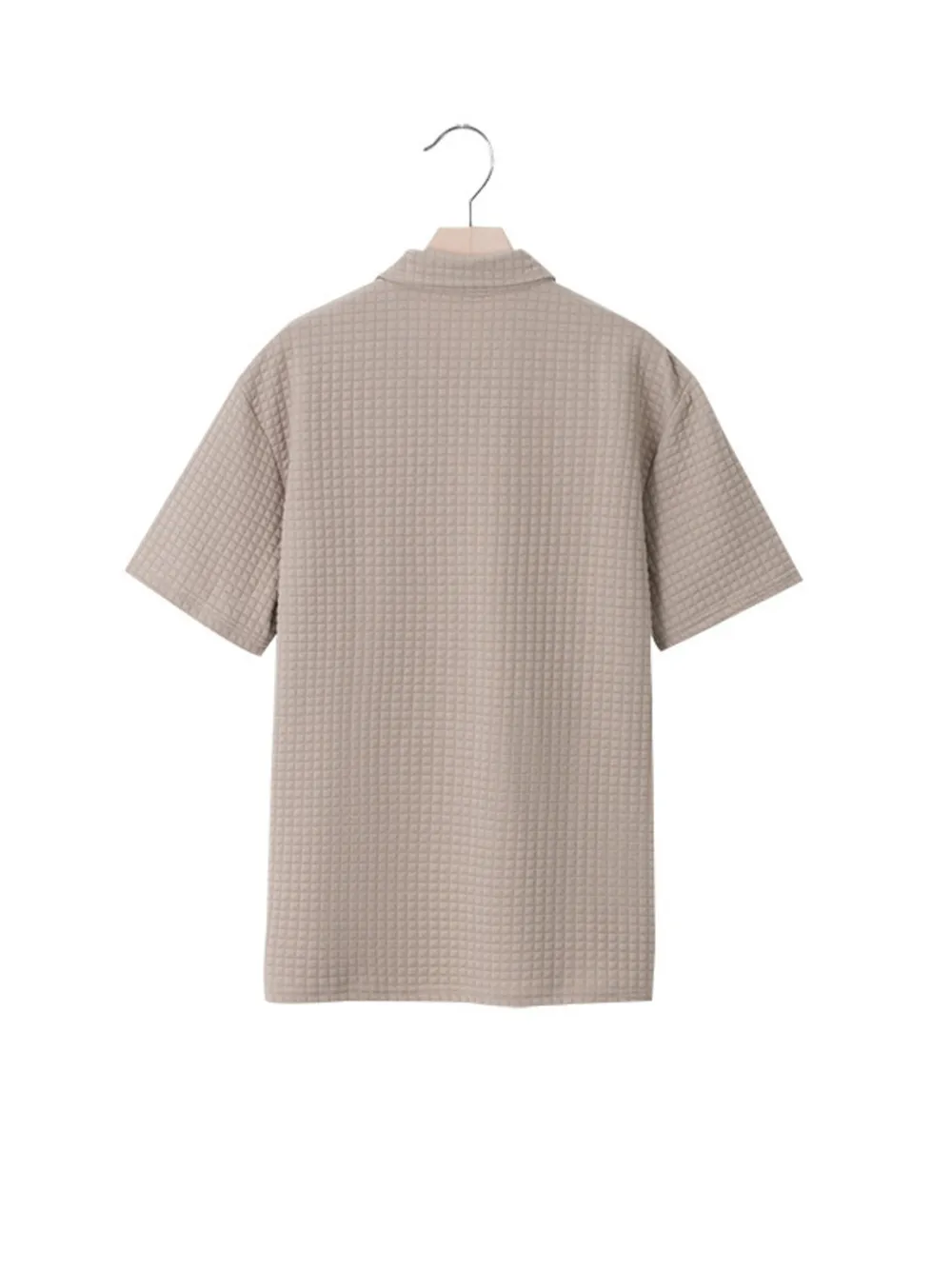 Men's Full Size Waffle Short Sleeve Polo with Zipper Detail Plus Size, image 14